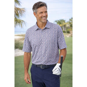 Maelreg Mens 3XL Geometric Golf Polo UV Protection Breathable Activewear Causal